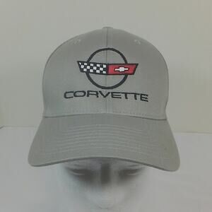 Corvette Chevrolet Grey Flexfit 6 Panel Hat Fitted S/M
